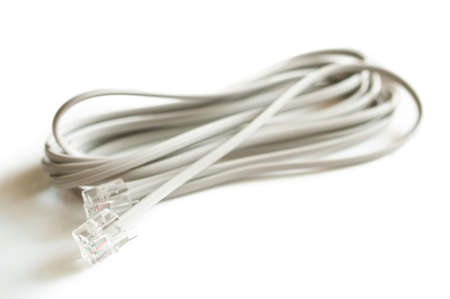 telephone cable isolated on white backgroundの写真素材