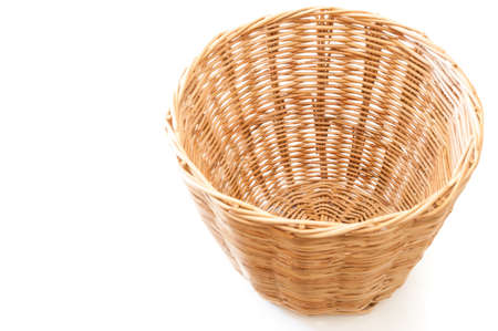 bamboo basket isolated on white backgroundの写真素材