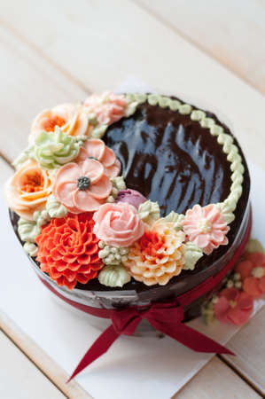 Flower Chocolate Cake, birthdayの写真素材