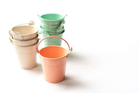 Metal zinc bucketの写真素材