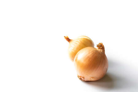 Onions isolated on white backgroundの写真素材