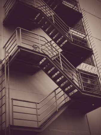 Fire Escape stairs on the building wallの写真素材
