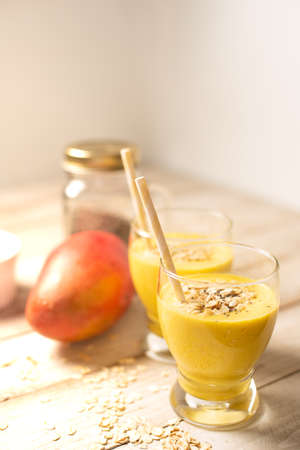 Fresh Mango with Pineapple and Lime smoothieの写真素材