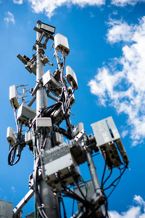 Wireless antenna pole for telecommunicationの写真素材
