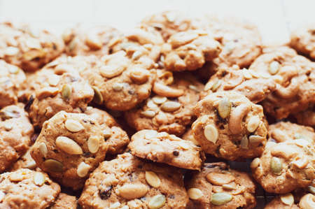 Multigrain cookies backgroundの写真素材