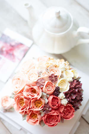 Close up of flower cake.の写真素材