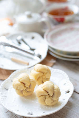 Chinese rose flower egg cakeの写真素材