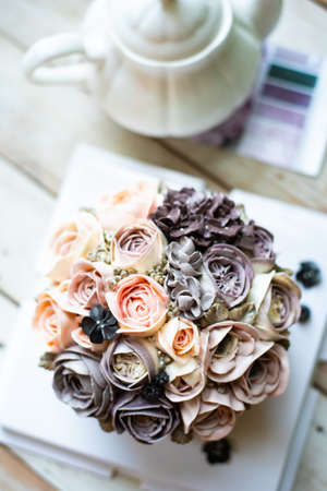 Close up of flower cake.の写真素材