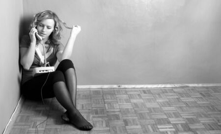 girl and phone callの写真素材