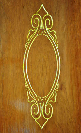 Thai style wooden temple doorの写真素材