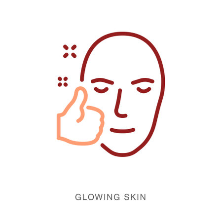 Tan removal icon - glowing skin, face beauty mnemonic, logo, graphic design unit, Isolated vector illustrationsのイラスト素材