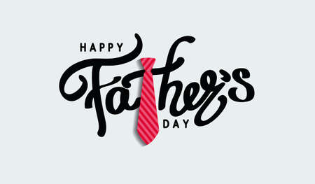 Happy Father's Day Calligraphy template logo design concept for poster, banner, icon, unit, label, web header, mnemonic, greeting card, symbol with tie in typography - Illustrationのイラスト素材