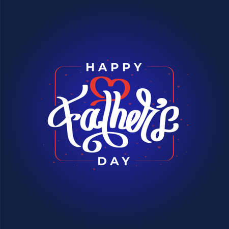 Happy Father's Day Calligraphy template logo design concept for poster, banner, icon, unit, label, web header, mnemonic, greeting card, symbol with red love heart in typography - Iのイラスト素材