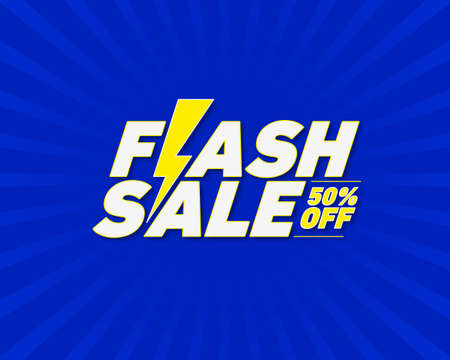 Flash Sale upto 50% Off Discount, Shopping Poster Concept, Logo, Greeting, Card, Placard, Design, Template, Banner, Icon, Unit, Label, Web Header, Mnemonic, social media, website,のイラスト素材