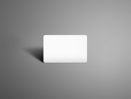 A front view of a blank mockup gift card on a studio gray isolated background. Readymade showcase 3D render image for mockup. Invite, identity, stationery, advertising, empty mockuの写真素材