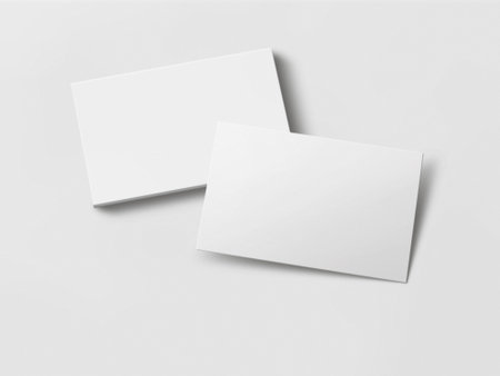 3D rendered horizontal Business visiting card stack mock-up with front and back. Invite, tag, empty mockup for Presentation on isolated Light white background. branding identityの写真素材