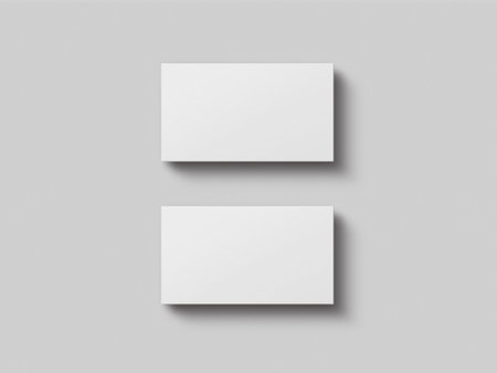 3D rendered horizontal Business visiting card stack mock-up with front and back. Invite, tag, empty mockup for Presentation on isolated Light grey background. branding identityの写真素材