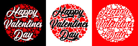 Happy ValentinesÂ Day template design for 14th February with lot of heart shapes all over the round circle Concept, Logo, Template, Banner, Design, Icon, Poster, Unit, Label, Webのイラスト素材
