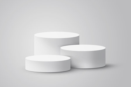 Product stage display mockup for presentation on isolated 3d background. Minimal podium scene for products show off. Stand to show cosmetic products. Stage showcase on studio setupの写真素材
