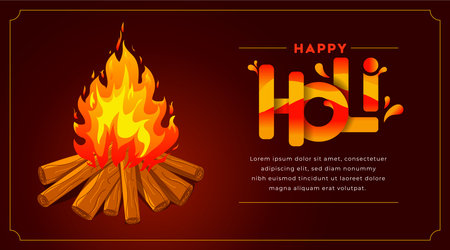 <p>Readymade layout design template for Happy Holi, Holika Dahan, Holi fire creative banner, poster, logo, Icon, sticker, concept, greeting card, unit, label, web, mnemonic. The Indian festival of colors</p>のイラスト素材