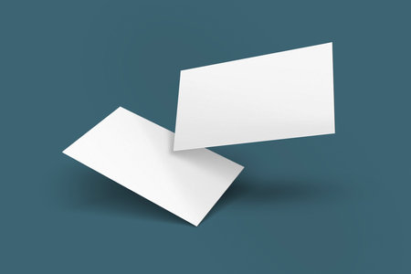 <p>3D rendered floating in air modern business visiting card mock-up template with front and back. Invite, identity, stationery, advertising, empty mockup for presentation on isolated color background</p>の写真素材