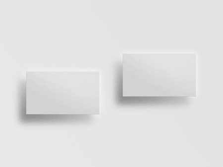 3D rendered elegant horizontal business card, visiting card stack mock-up with front and back. Invite, tag, empty mockup for presentation on isolated white background. branding ideの写真素材