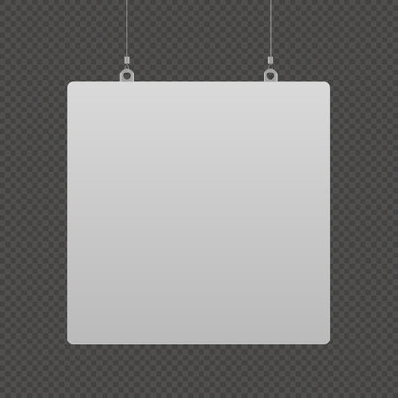Empty clean hanging dangler mockup in geometric square shape on transparent background for sale offer announcement, promotion. Realistic mock up dummy display template. 4 sideのイラスト素材