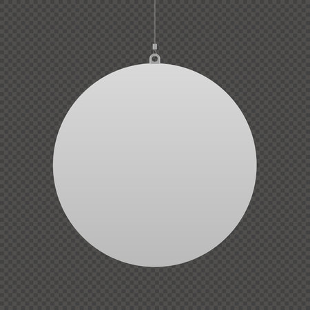 Empty clean hanging dangler mockup in geometric round circle shape on transparent background for sale offer announcement, promotion. Realistic mock up dummy display templateのイラスト素材