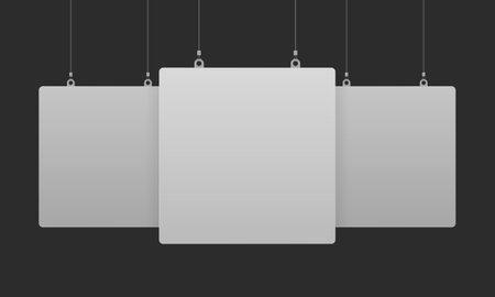 Empty clean set of 3 dangler mockup in geometric square shape on transparent background for sale offer announcement, promotion. Realistic mock up dummy display template. mock-upのイラスト素材