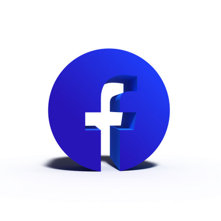 Mumbai - 7 May 2023: 3D render Facebook Icons, FB social media network logo on isolated white background in line art and flat style. Color, Black and white logos of SM brand for adのeditorial素材