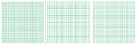 3 Types of square checkered graph paper background green color or ledger paper colour. For students, projects, engineers. Seamless patternのイラスト素材