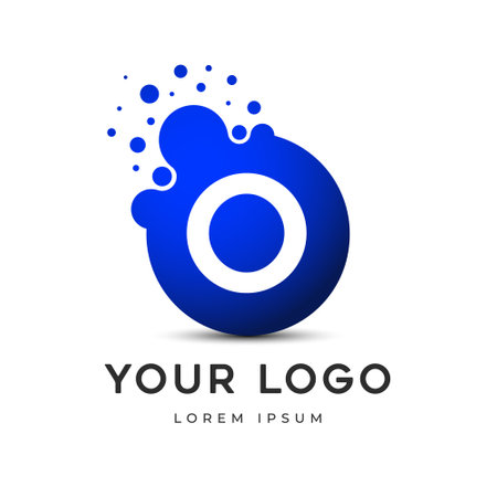Letter O Logo with dots, LetteringÂ  unit with round digital pixels circlesÂ mnemonic. Alphabet O Letter Design vector graphic. single letter symbol, icon - editable vector logoのイラスト素材