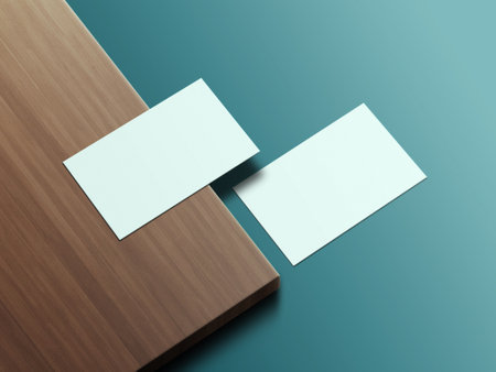 Business visiting card mock-up with front and back. Invite, tag, empty mockup for Presentation on isolated background - 3D illustratingの写真素材