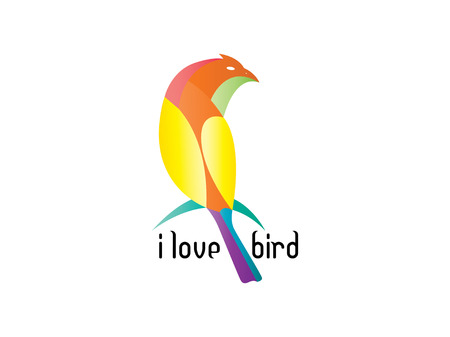 Abstract And Unique beautiful bird for business company design template. An exotic bird on white backgroundÂ のイラスト素材