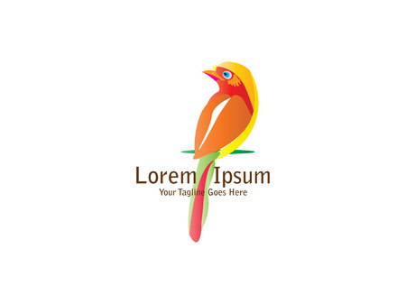 Abstract And Unique beautiful bird for business company design template. An exotic bird on white backgroundÂ のイラスト素材