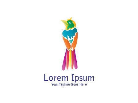 Abstract And Unique beautiful bird for business company design template. An exotic bird on white backgroundÂ のイラスト素材