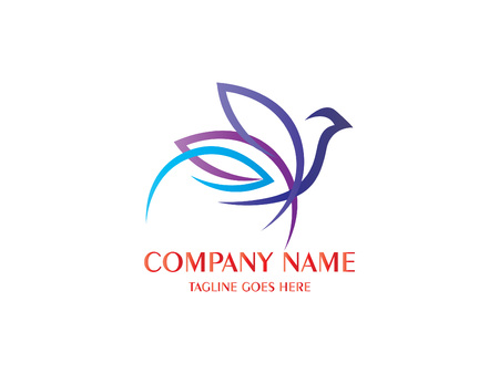 Abstract And Unique beautiful bird for business company design template. An exotic bird on white backgroundÂ のイラスト素材