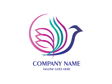 Abstract And Unique beautiful bird for business company design template. An exotic bird on white backgroundÂ のイラスト素材