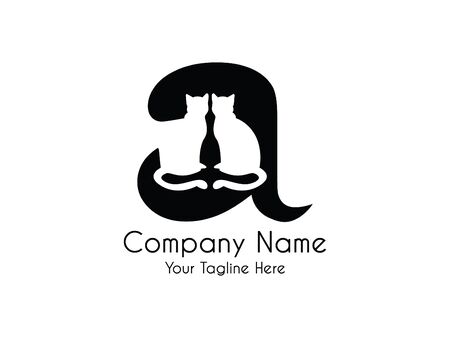 Design of alphabet letter A with twin cat as a  for a company or businessのイラスト素材