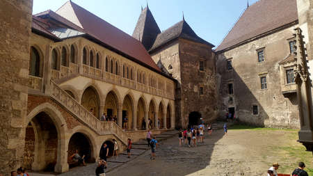 Corvin, Romania - July 22, 2017: Backyard of Corvin castle in Romaniaのeditorial素材