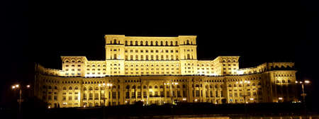 The Palace of the Parliament at night, Bucharest, Romania.のeditorial素材