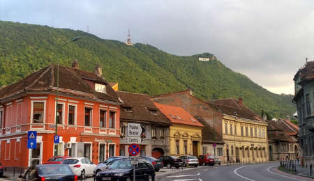 Brasov, Romania - July 25, 2017: Cityscape of Brasov streets Transylvania, Romania