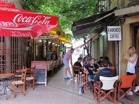 Nicosia, Cyprus - Jun 7, 2014: Little Restaurant in Nicosia, Cyprusのeditorial素材