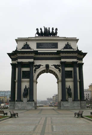 MOSCOW, RUSSIA, November 11, 2013: Triumphal arc is built in honor of the Russian Empery liberation from Napoleon invasionのeditorial素材