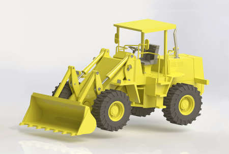 3D render of yellow heavy front loaderの写真素材