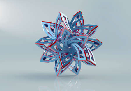 3D render of geometric assembly star-like puzzleの写真素材