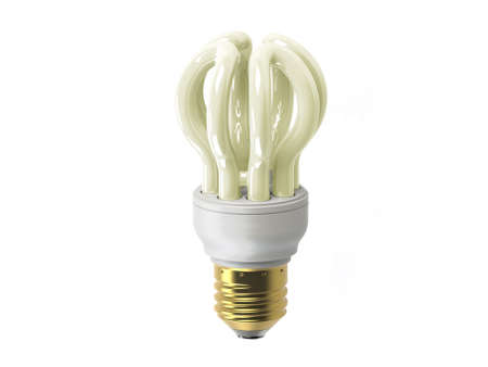 rendering of model energy saving light bulb lamp isolated on a white backgroundの写真素材