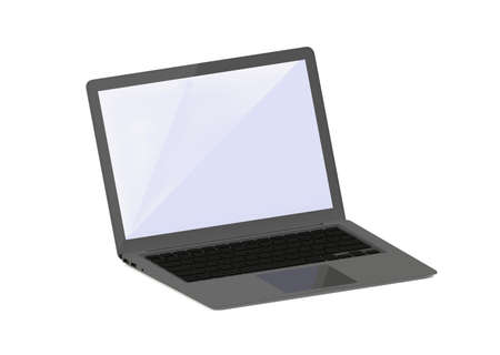 rendering of grey laptop computer isolated on whiteの写真素材