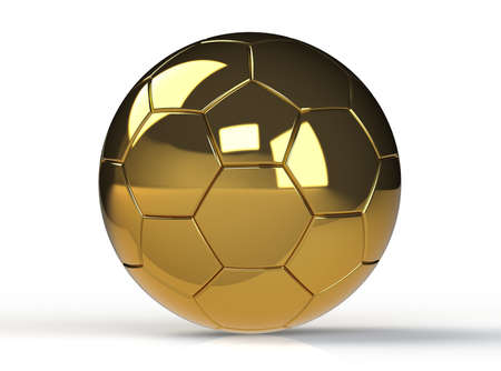 golden soccer ball isolated on white background with clipping path. Playing football gameの写真素材