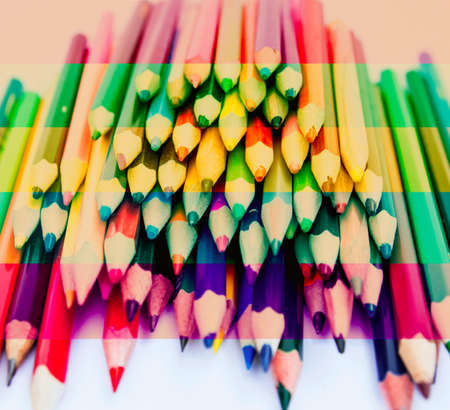 rainbow pencils. Bunch of pencils on white backgroundの写真素材